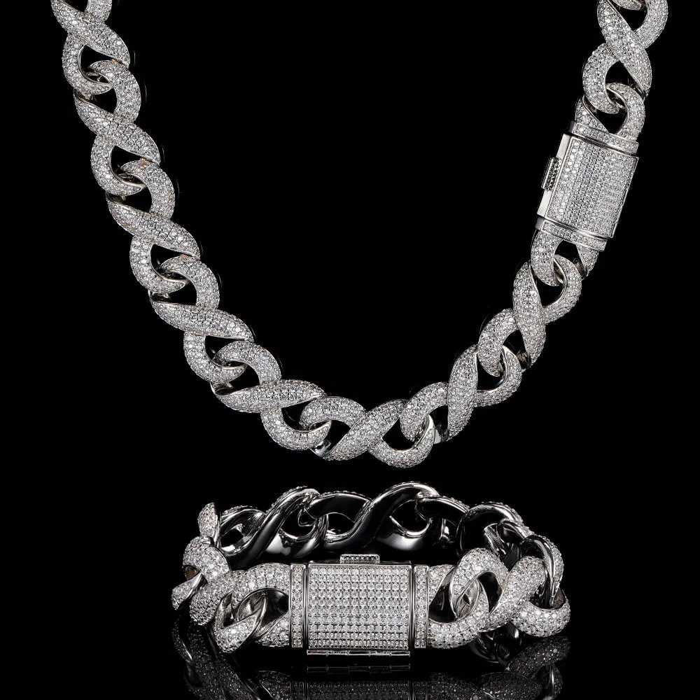Quality High 925 Sterling Silver Trendy Power Cuban Link Necklace Moissanite Gold Plated Custom Hip Hop Jewelry Men's Women.