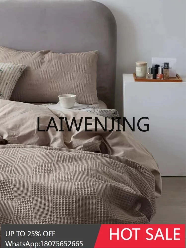 Pure Cotton Four-Piece Set Light Luxury High-Grade Bed Sheet Quilt Cover Ins Waffle Three-Piece Bedding Set