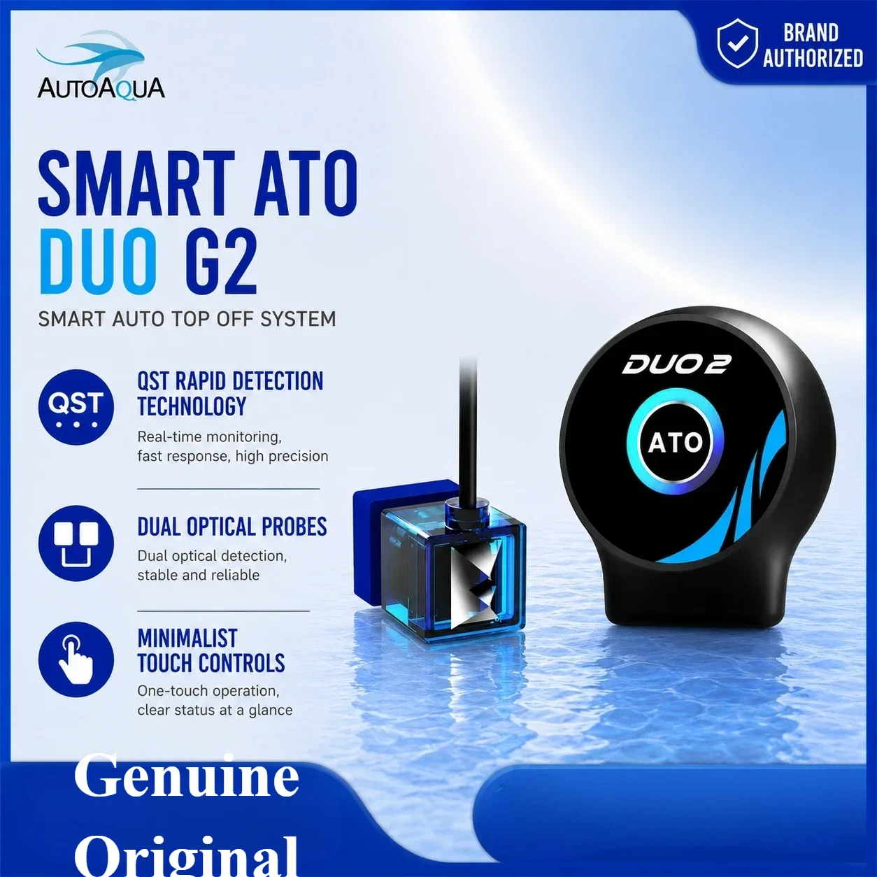 AUTOAQUA Smart ATO Duo G2 SATO-286P Sistema de Relleno Automático con Sensor Óptico Dual, Bomba Silenciosa de Seguridad QST para Acuarios de Arrecife y Agua Dulce
