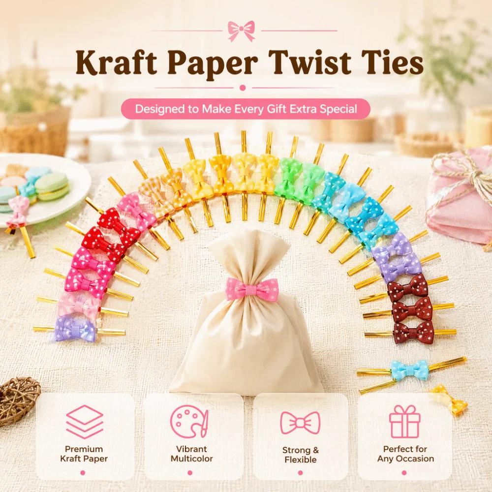 100/200PCS Cute Iron wire Twist Tie Dots Ties Packaging Twist Tie Gift Bag Sealing Tie Wedding Favors