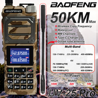 Baofeng UV-25 PRO 10W Tactical Walkie Talkie Camo AM FM Long Range Full Band Wireless Copy Frequency NOAA Type-C Two Way Radios