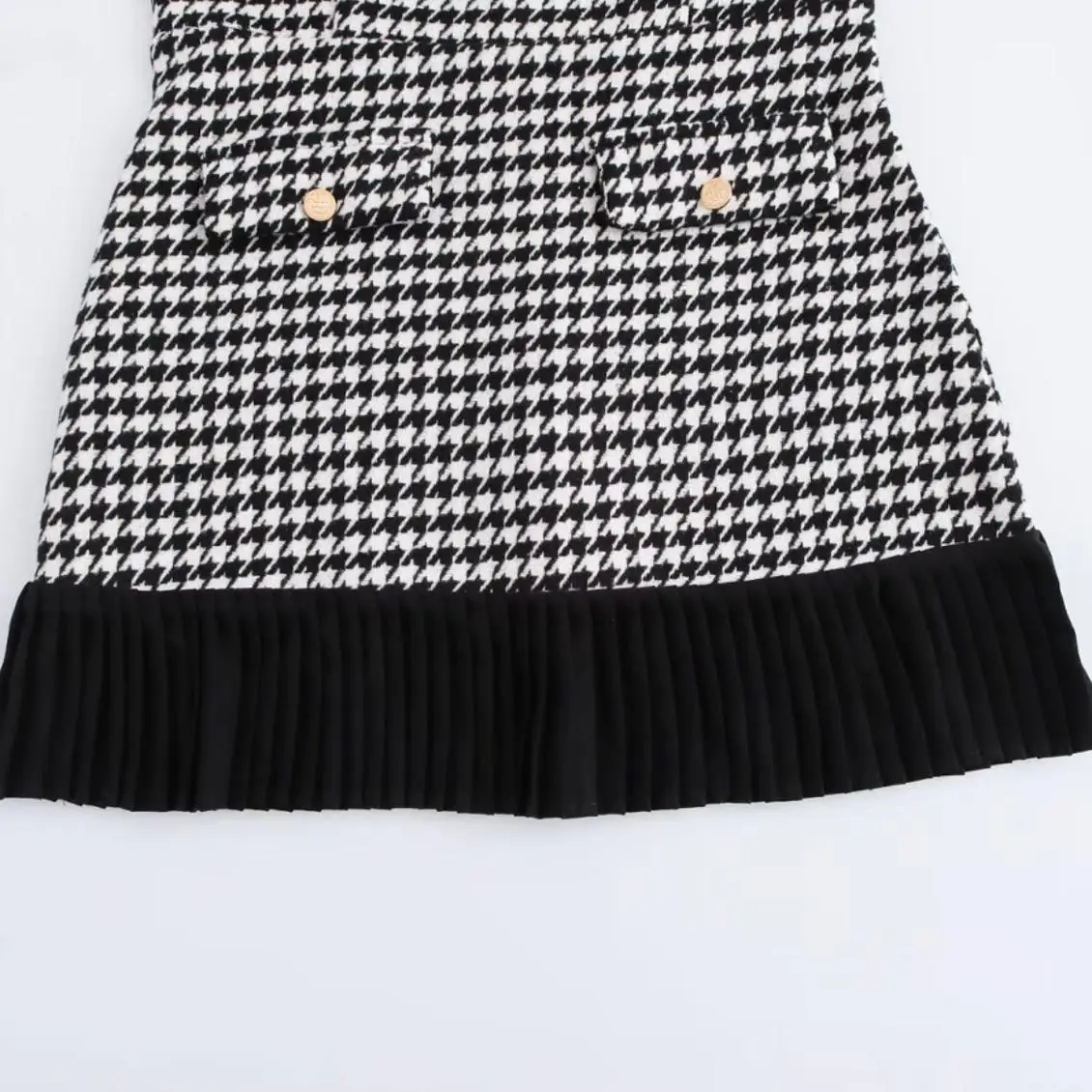 ファッショナブルなチェック柄長袖ドレス JNLEAOG 女性のデザイン春秋の新スタイルポリエステル生地プリーツスカートシングルピース