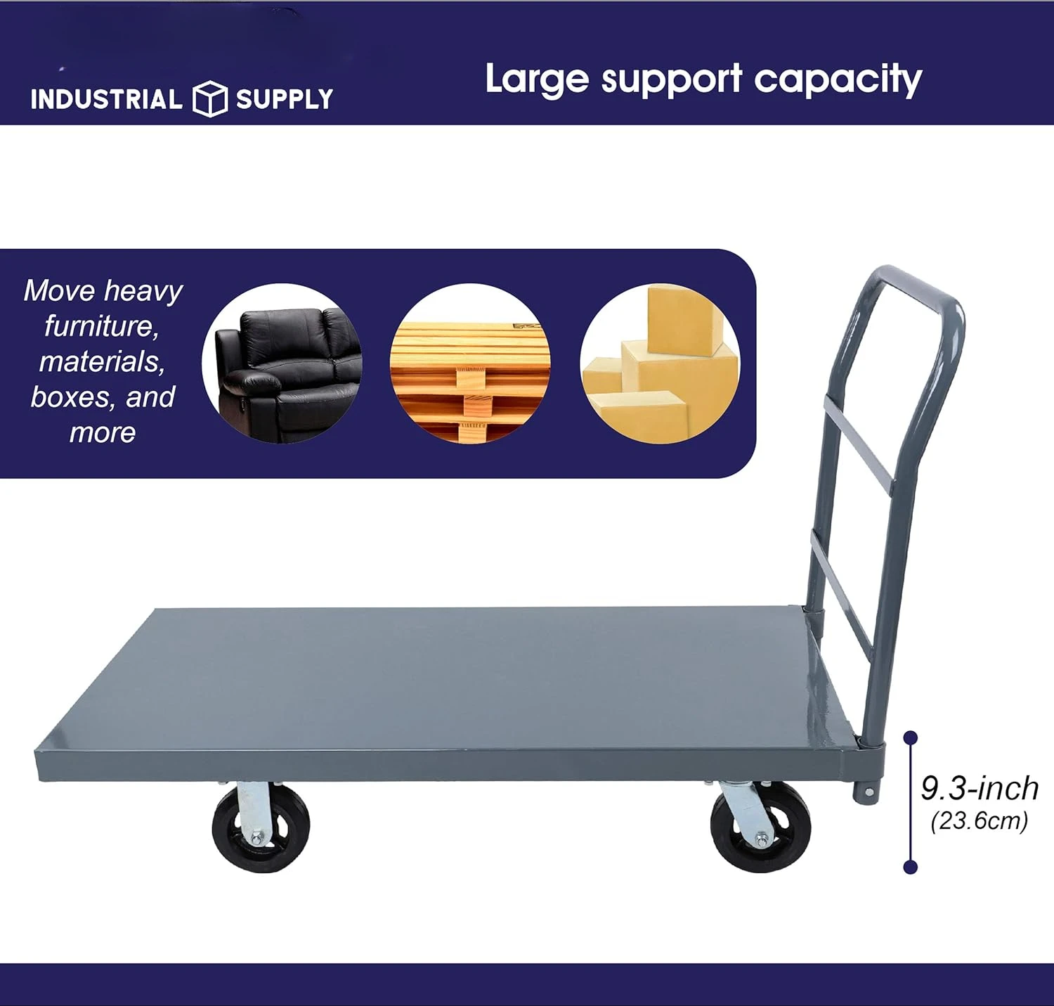 24 x 48 Cart - 2000lb Capacity Flatbed Hand Truck 1 Pack