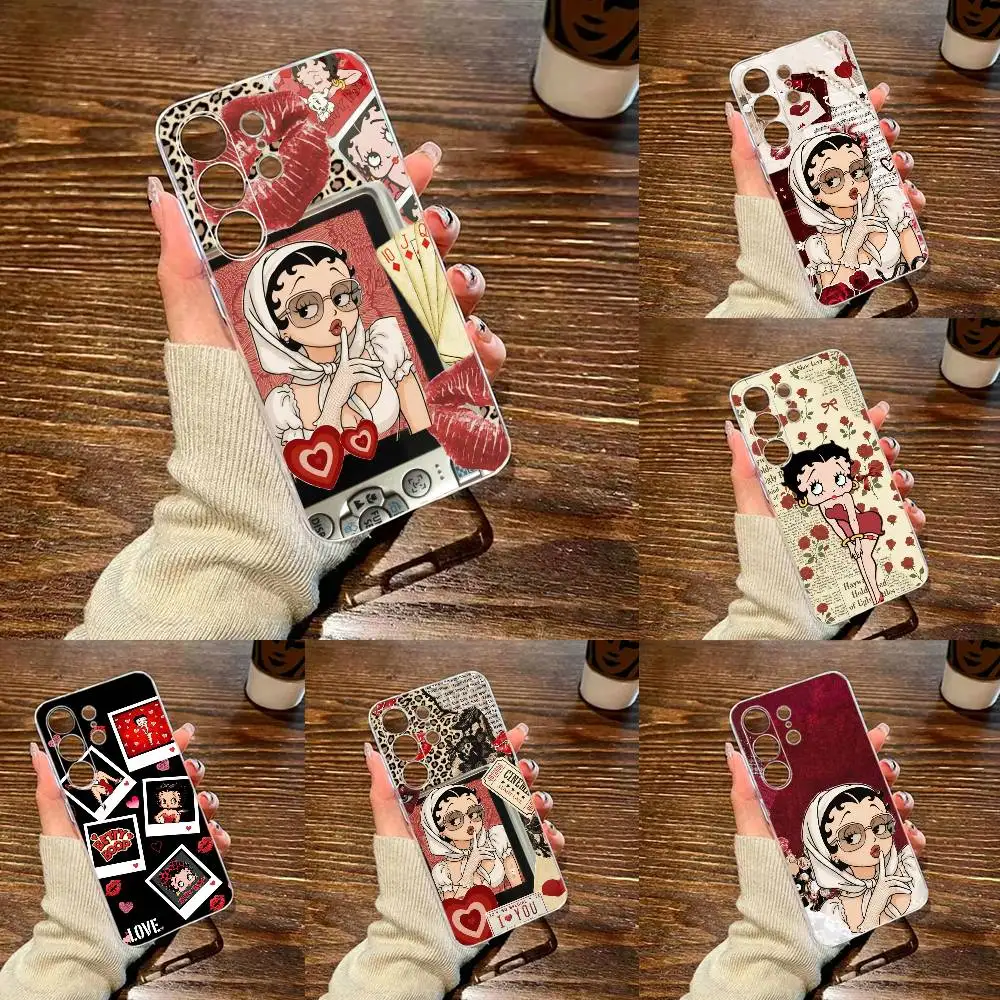 Cartoon H-Betty HOT B-Boop  Transparent Shockproof phone Case For Samsung S26,25,24,21,22,23,30,20,Ultra,Plus,Fe,Lite