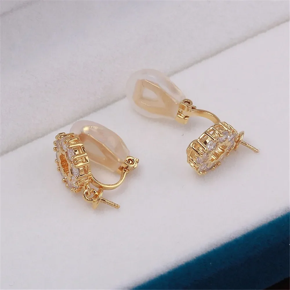 Gold Plated Pearl Earring Settings, DIY Jewelry Making Supplies, Blank Ear Stud Bases for Handmade Accessories, 1pair No Pearl