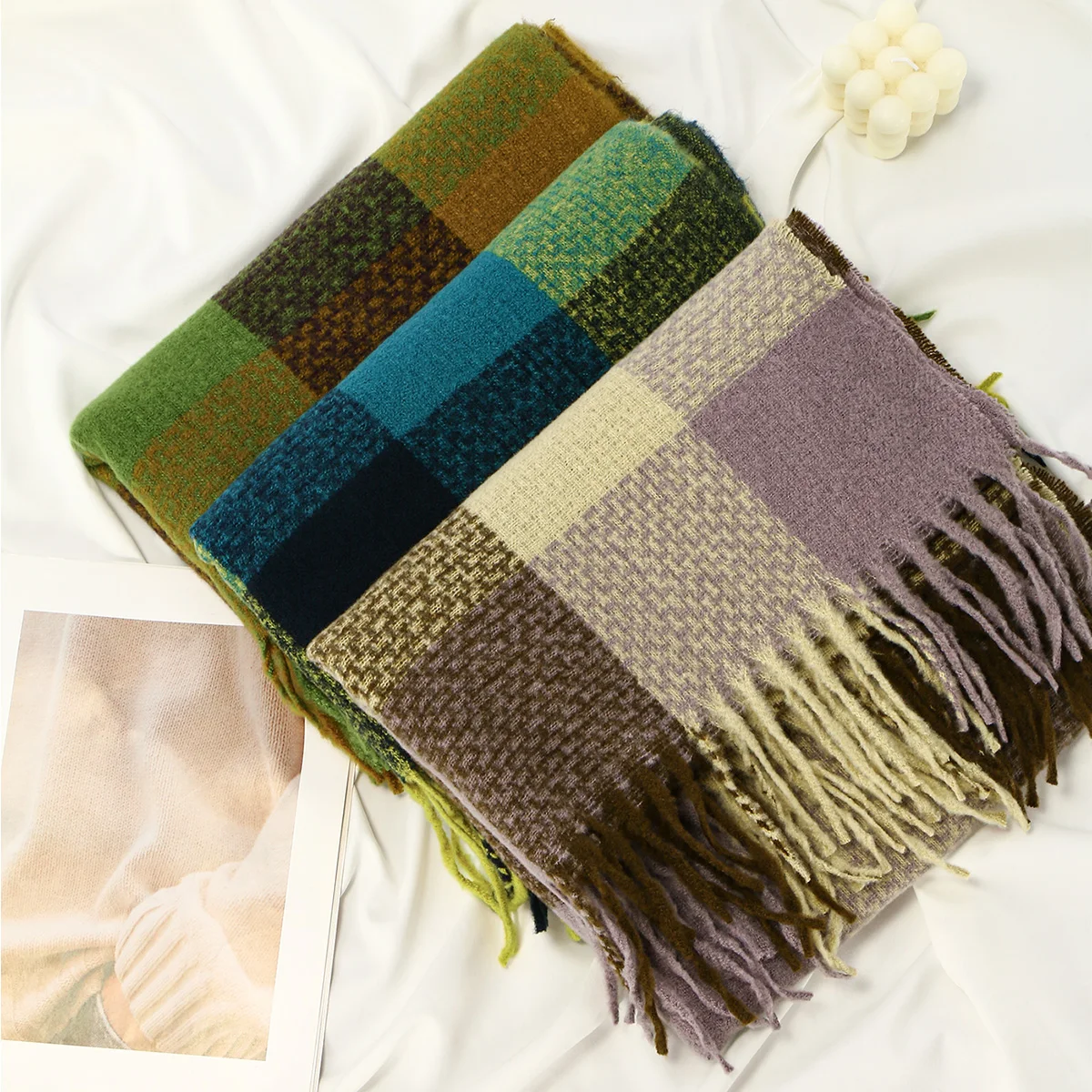 Neuer Leoparden-Kaschmirschal für Damen, Winter, hält warm, modischer kariertes, langer Schal, Damen-Wickel, dicker Pashmina, für den Außenbereich – Detail 35