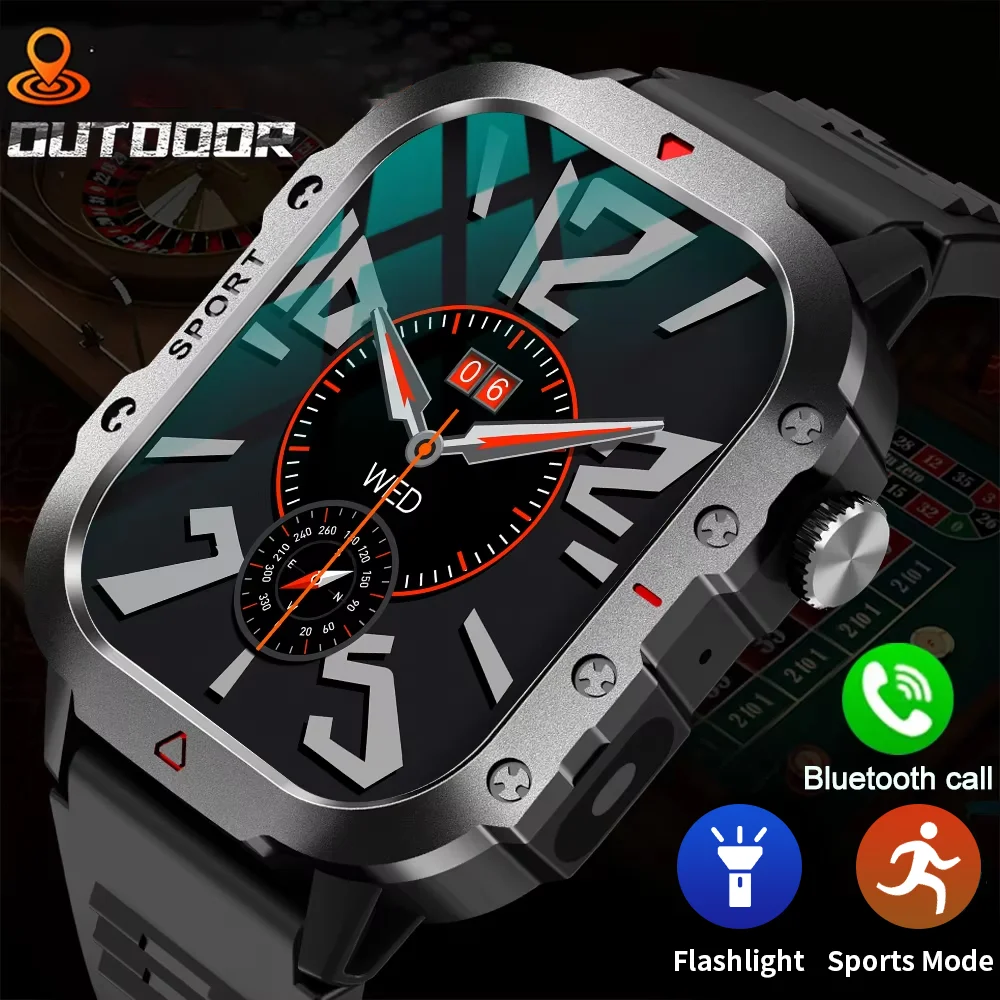 LAXASFIT 2026 New Military Smart Watch Men Outdoor Sports Fitness Tracker Health Monitoring 2.01 Inch Bluetooth Call Smartwatch