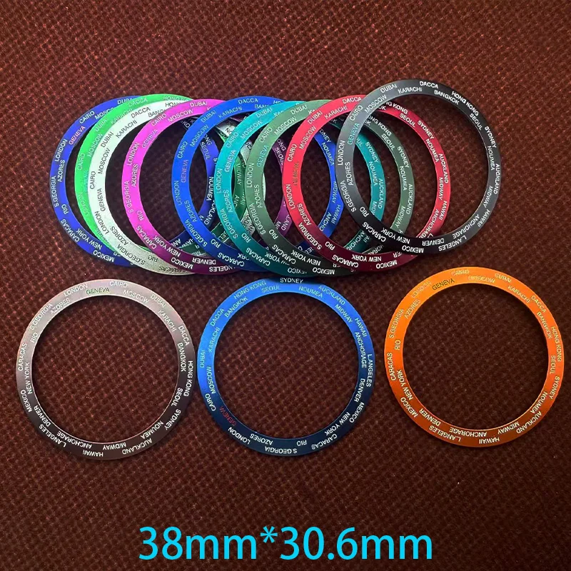 

38mm World Cities Name curved Watch Bezel Insert Fit For SKX007 SKX009 SRPD SUB Watch Case NH35 NH36 Watches Replace Bezel Ring