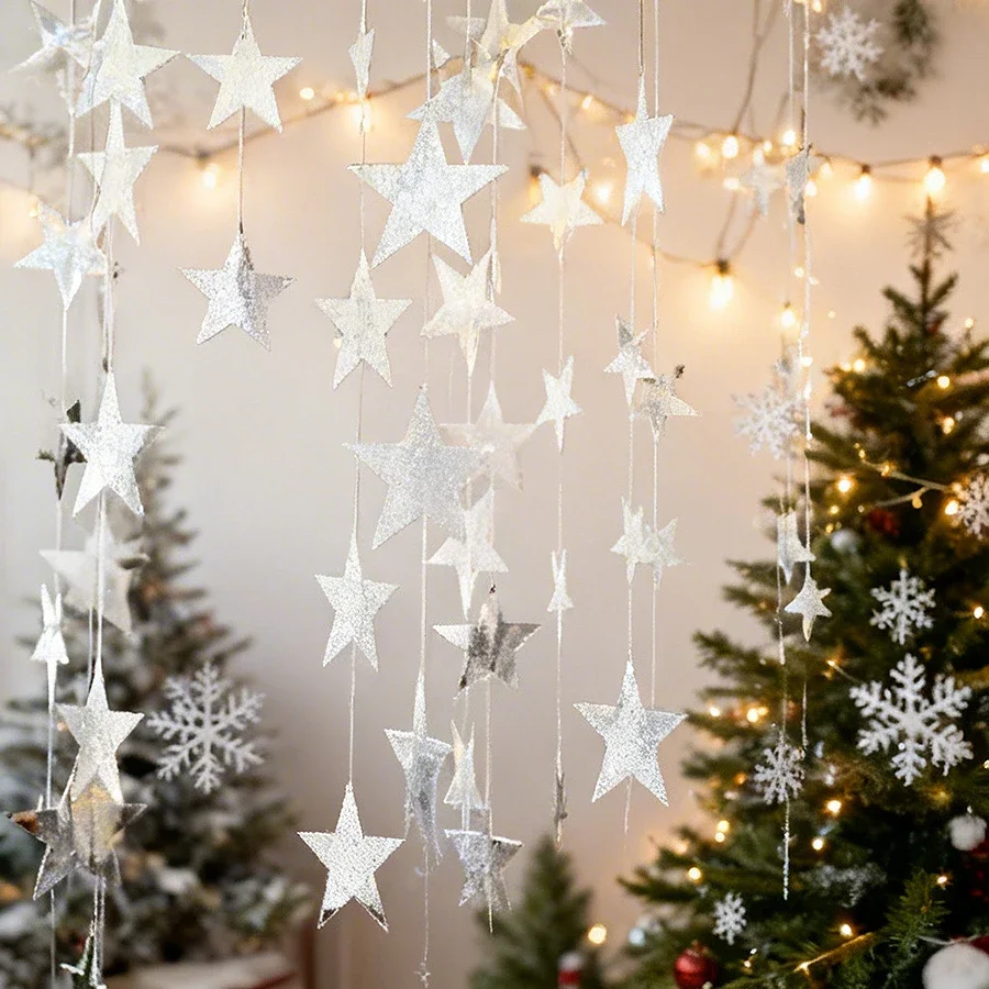 4 Meter Double Sided Star Garland, Hanging Banner for Wedding Birthday Party Room Ceiling Decorations