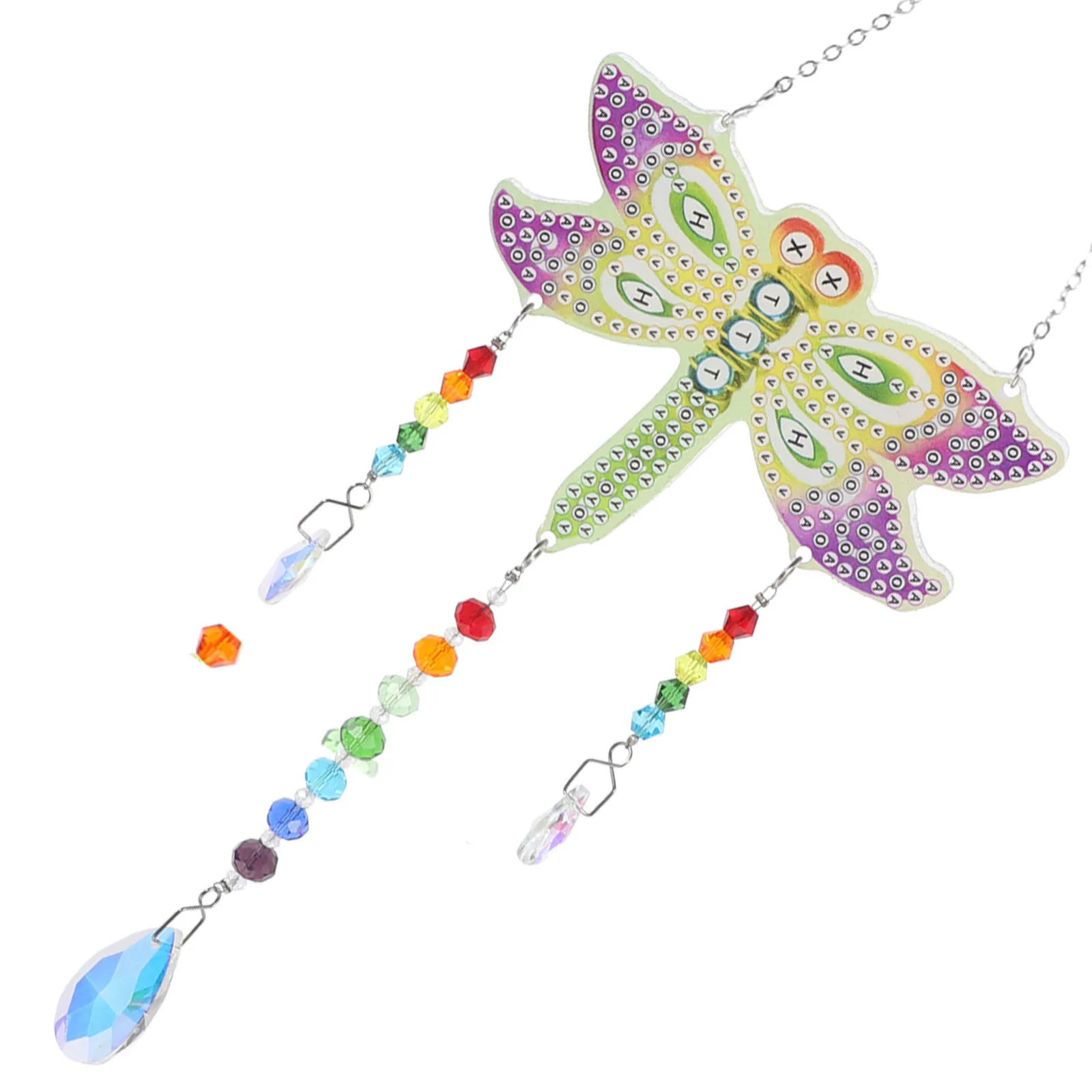 

1pcs Diamond Art Wind Chime Hanging Ornament Dragonfly Design For Home Garden Decor Diy Rhinestone Craft Pendant