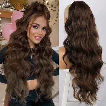 Long Body Wave Drawstring Ponytail Hair Extension Synthetic Wavy Ponytail Hairpieces for Women Clip in Ponytail for Daily Party