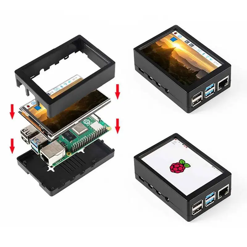 Imagem -05 - Raspberry pi Modelo b com Tela Sensível ao Toque gb gb 1gb 3.5 Case Ventilador Fonte de Alimentação 32 gb 64 gb Cartão de 128 gb tf