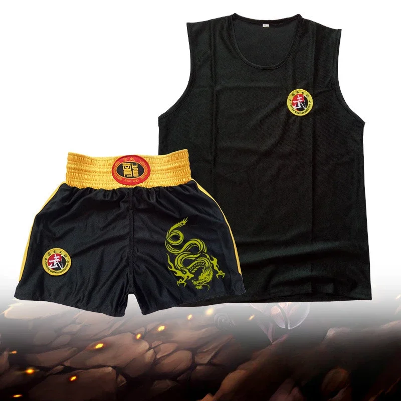 Summer Short Sleeved Fighting Sanda Suit Shorts Boxing Muay Thai Adult and Children\'s Martial Arts Performance Training Clothes