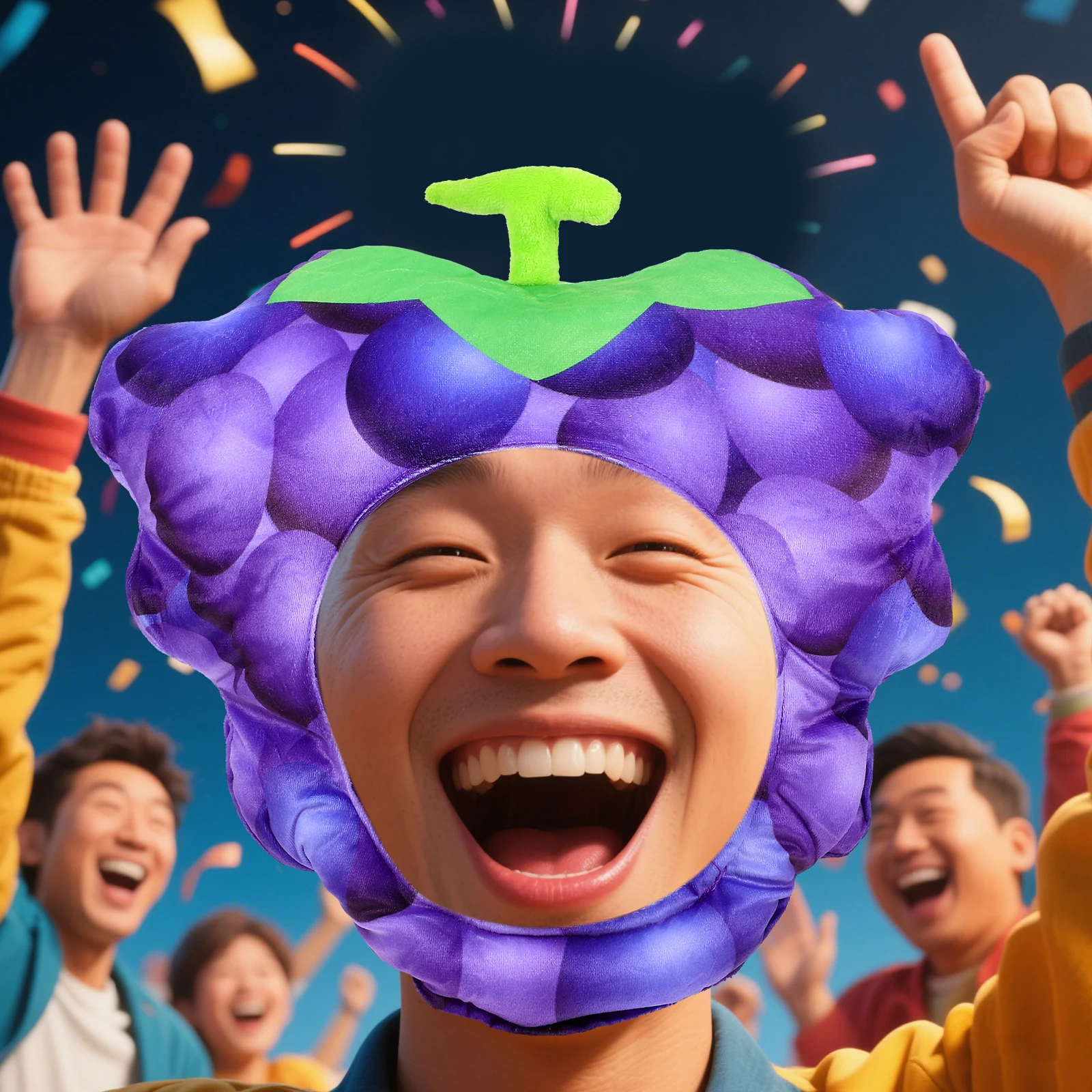 

1pc Grape Head Hat Costume Party Masquerade Carnival Dance Role Play Adorable Soft Novelty Adult Christmas