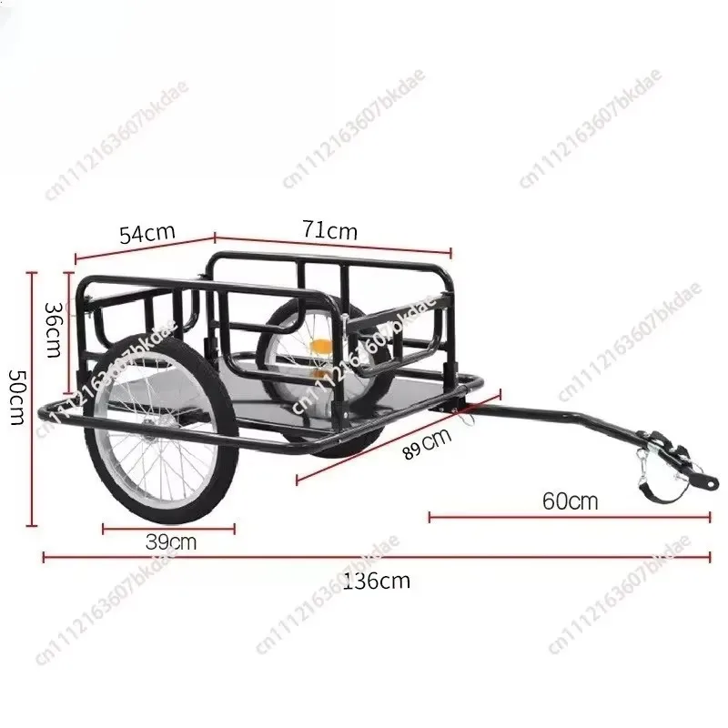 Folding Bicycle Cargo Trailer with 16 Inch Wheels, Heavy Duty Bike Luggage Transport Trailer for Outdoor Camping Commuting