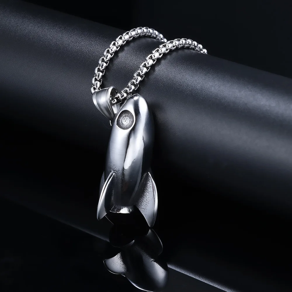 Snop Vintage Punk Style Rocket Shaped Pendant Necklace For Men Lucky Fortune Blessing Hip Hop Street Wear Fashion Jewelry Ideal
