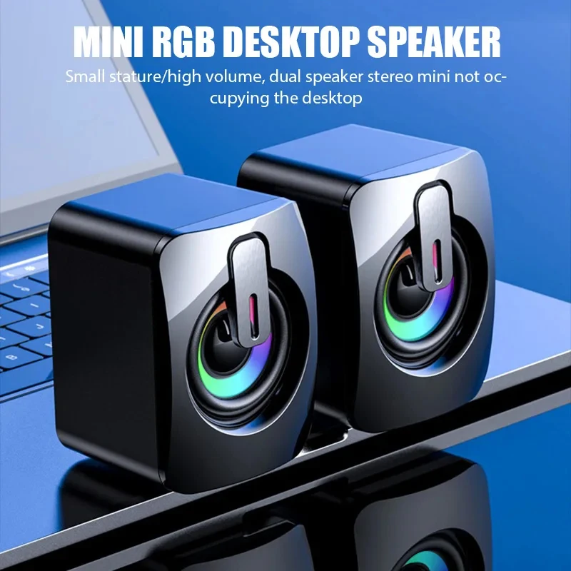 Computer Speakers for PC Sound Box HIFI Stereo Microphone USB Wired Caixa De Som with LED Light For Desktop Computer Acoustics