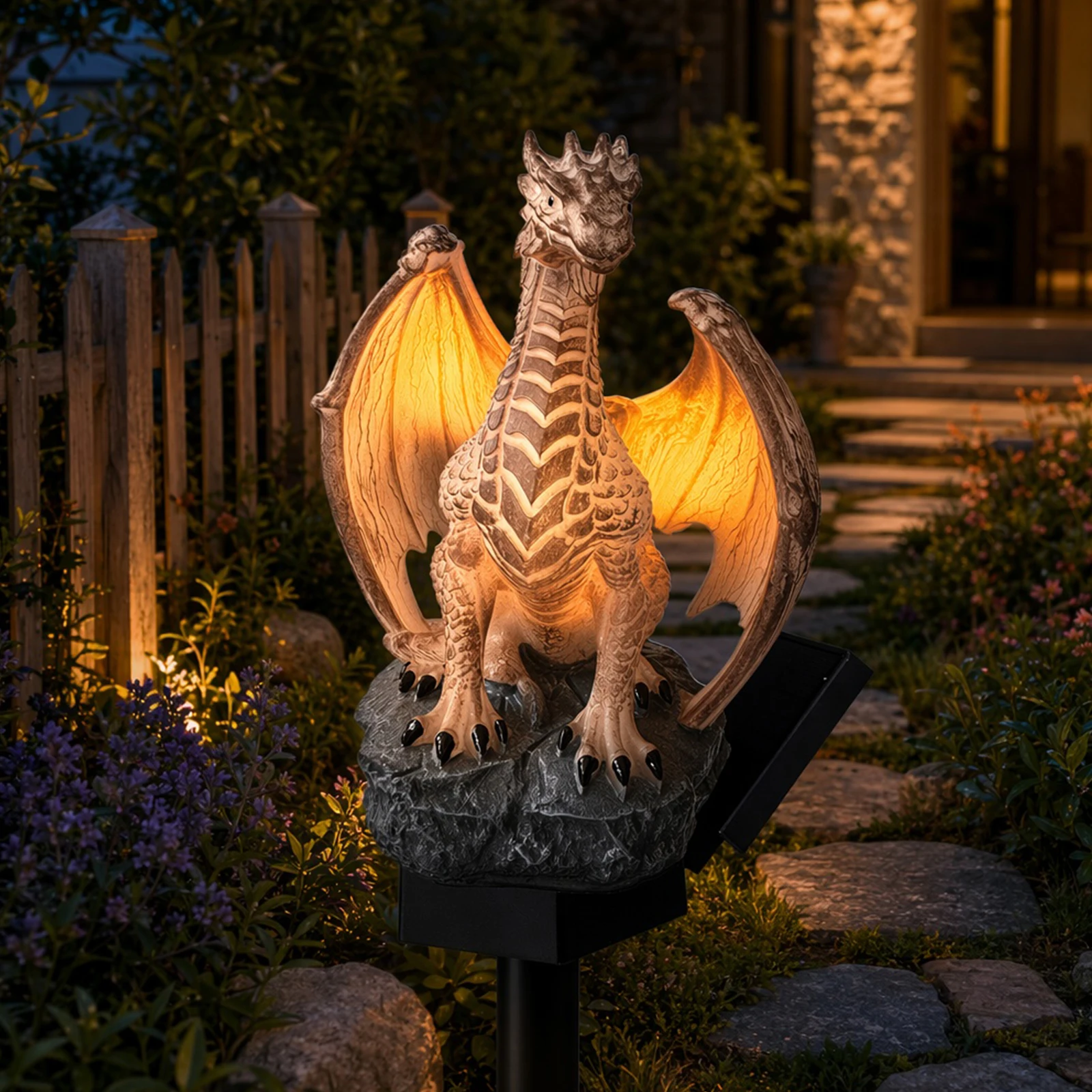 Solar Powered Dragon Garden Stake Light Dragon Figurine Decorative Landscape Light for Garden Lawn Yard Countyard Pathwalk Decor
