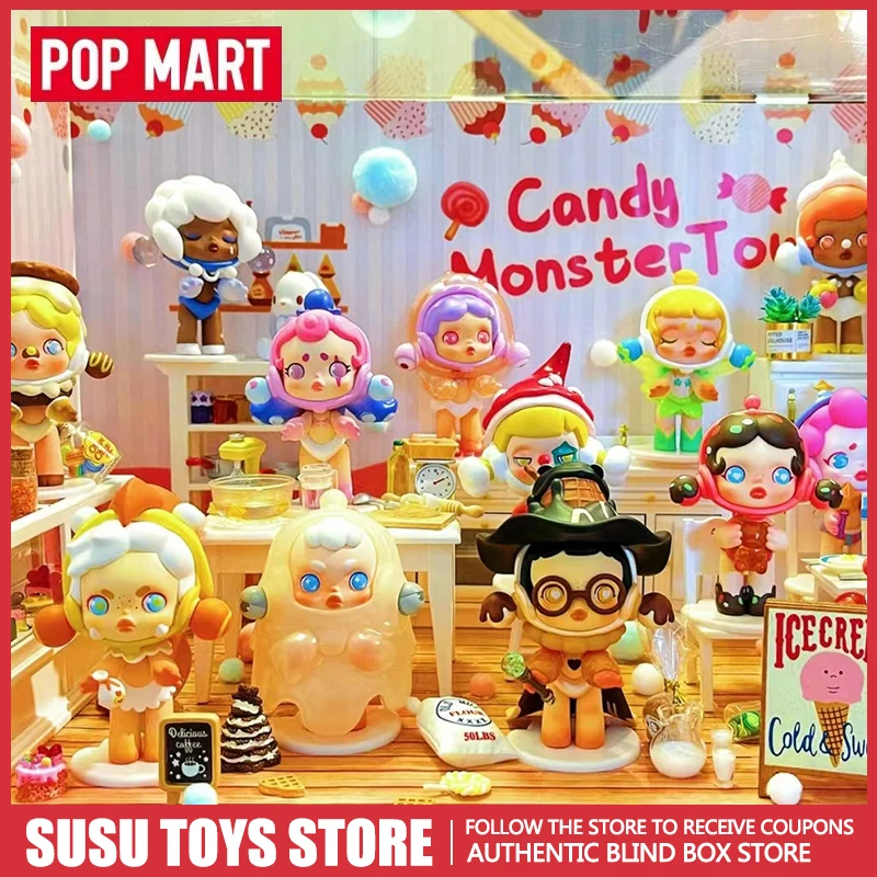 

Genuine POP MART Skullpanda Candy Monster Town Blind Box Kawaii Anime PVC Action Figure Collectible Model Girls Gift Mystery