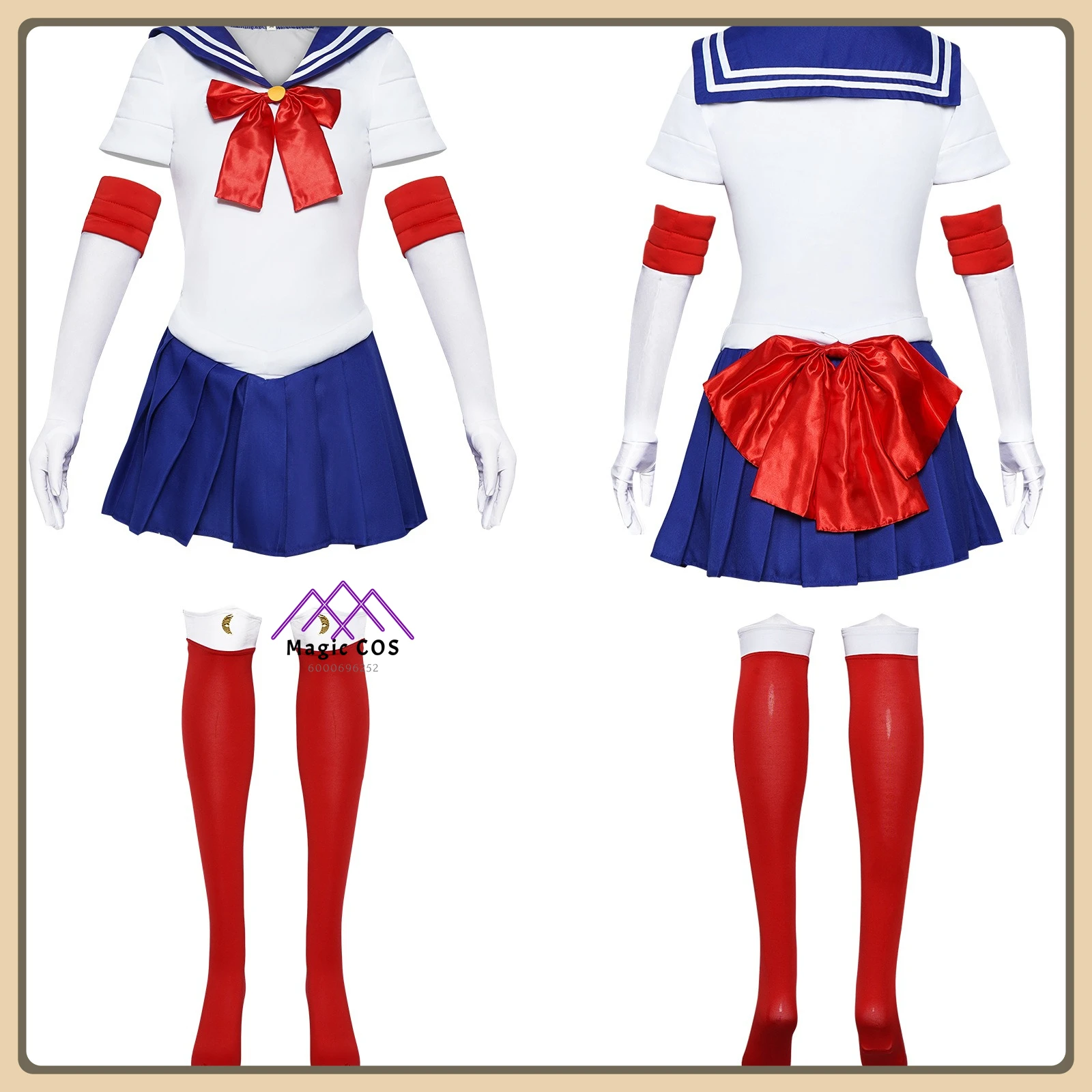 

Popular Sailor Moon Role Playing Costume Blue Sailor Dress Uniform Full Set High Quality Anime Outfit Halloween Party (Adult)