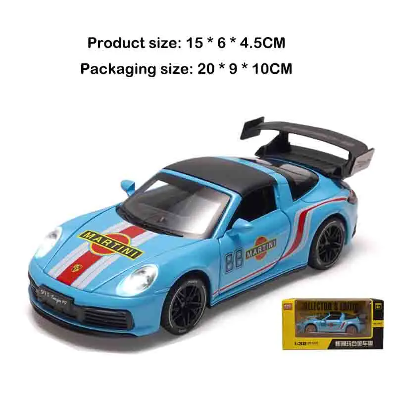 

1:32 Porsche 911 Targa 4S Martini Alloy Diecast Model Car High Simulation Auto Parts Store Central Control Screen Decoration Boy