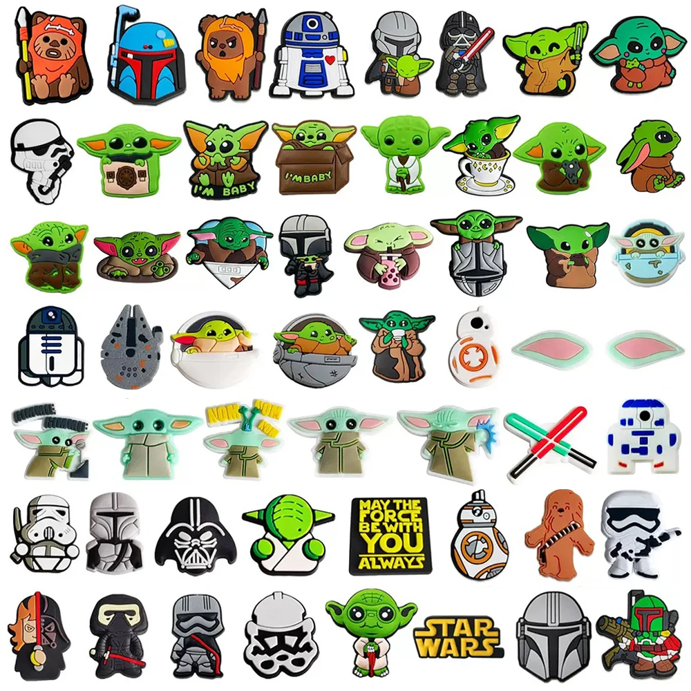 8-55pcs 미니소 디즈니 만화 신발 참 장식품 PVC 클로그 샌들 정원 신발 액세서리 장식 버클 어린이 친구 선물용