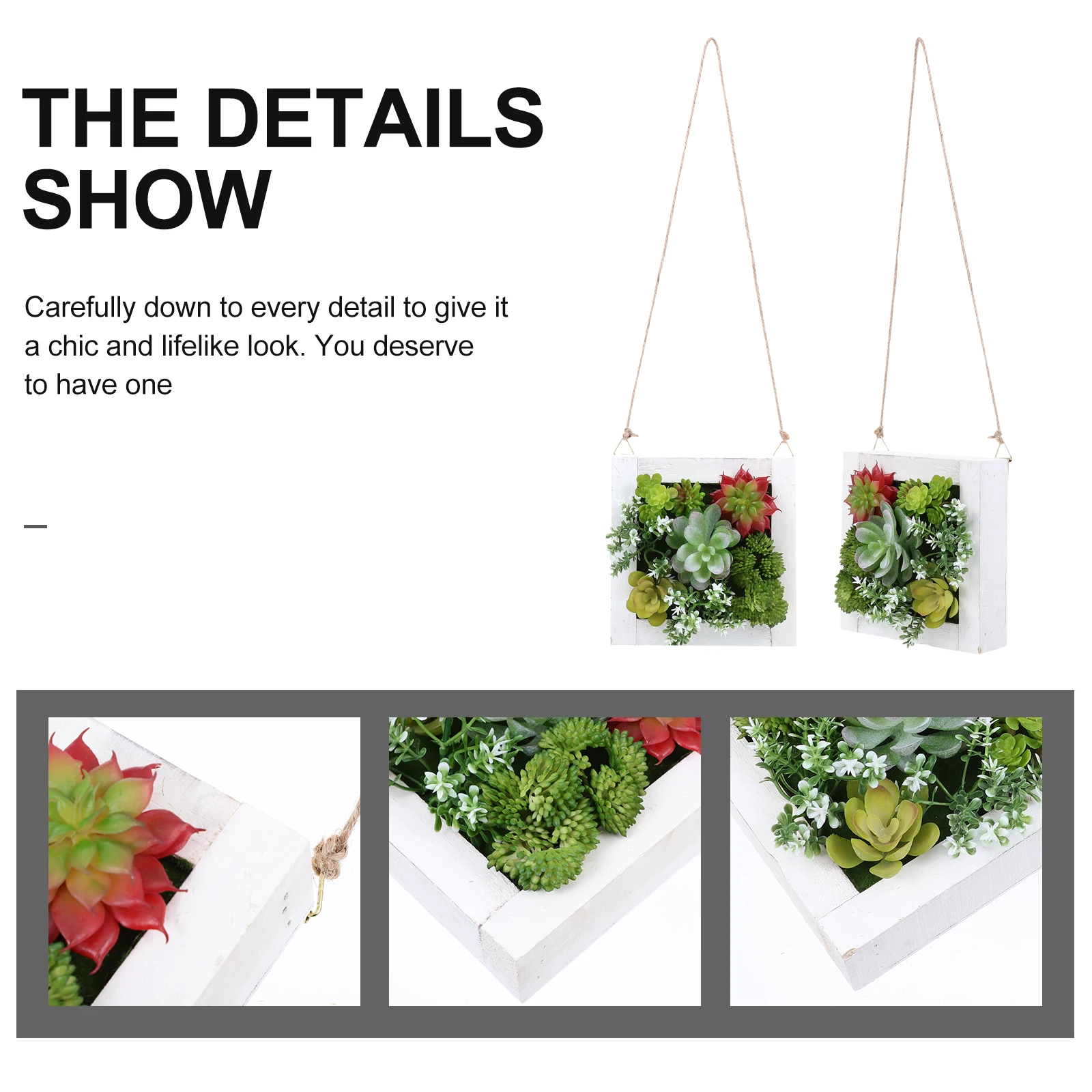 

Artificial Succulent Plants Pendant Frame Lifelike Hanging Wall Decor Garden Yard Simulation Plastic Plant Decoration Adornment