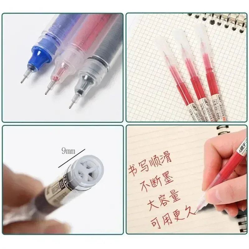 5/10 Pcs/Set Liquid Ink Rollerball Pen 0.5mm Quick Drying Black Blue Red Ink Gel Pens Student Exam Writing Office Signature Pens