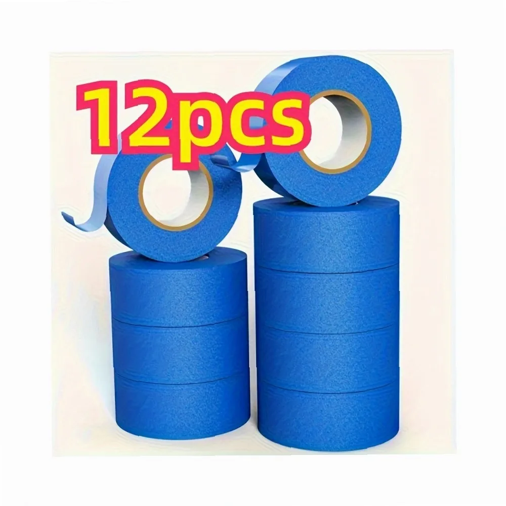 Blue Canvas Tape 12 Rolls, 0.79in x 511.81in Waterproof No Residue, Easy Tear Art Masking Tape for Painting, Home