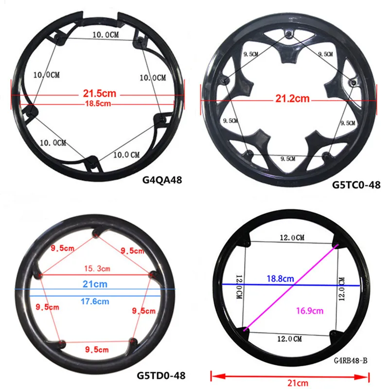 42T 44T 46T 48T 52T 4/5 Holes Bicycle Sprocket Protection Crankset Crank Guard Protector Bike Chain Wheel Ring Protective Cover