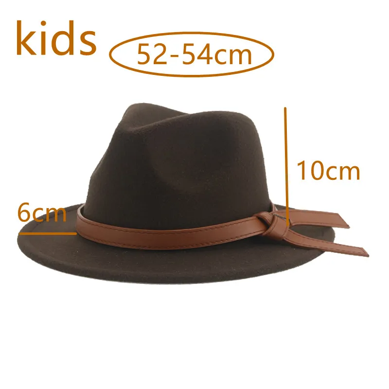 Kids Fedoras Girl Boys Panama Hats for Women Baby Child Small 52cm Felted Formal Cute Church Decorate New Kids Hat Chapeau Femme