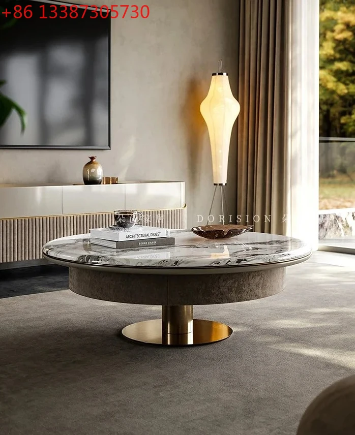 

Роскошный журнальный столик CC Light, комбинация ТВ-шкафа для гостиной, современный простой натуральный роскошный каменный мраморный круглый журнальный столик