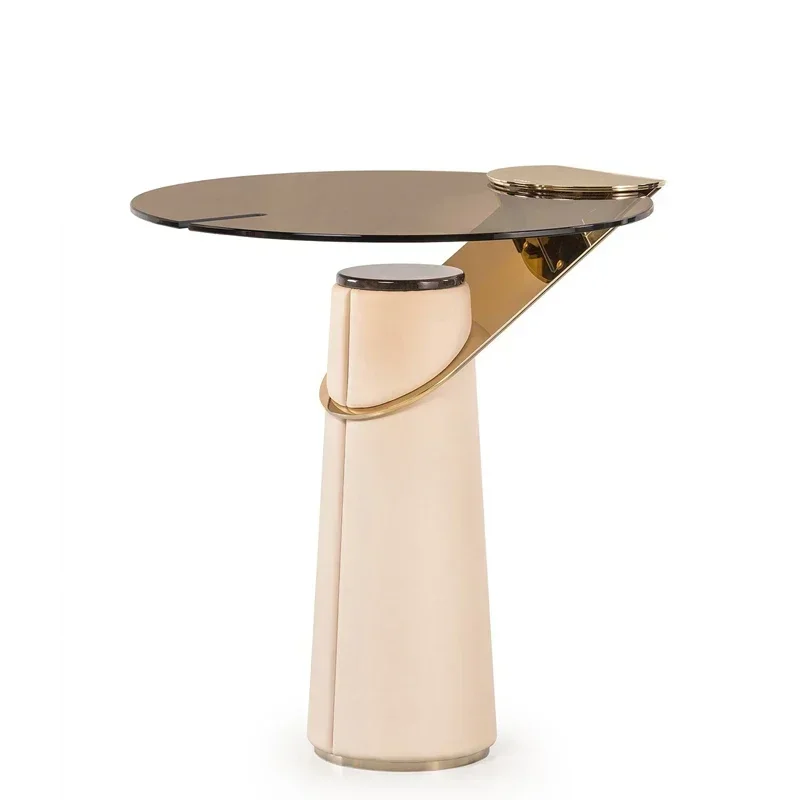 

l Hot sale new design luxury side table round glass table living room furniture coffee table