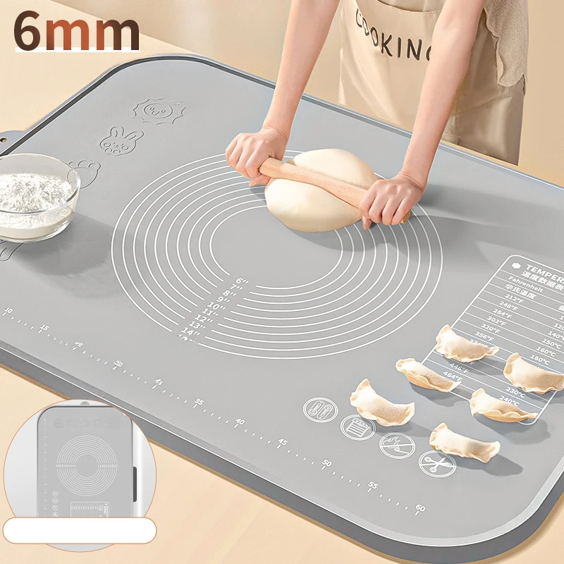 Küchen-Gebäckbrett, extra dick, rutschfest, Silikon-Backmatte, Lebensmittelqualität, rollender Teig, Backmatte für Pizza, Nudeln, Kekse