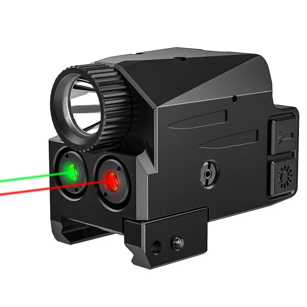 Richfire Green/Red Laser Sight LED Flashlight Combo Long Gun Light Compact Pistol Light Rechargeable Weaponlight for Handguns