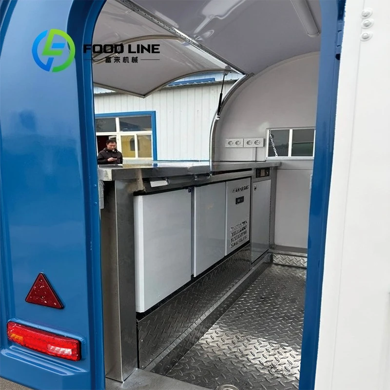 الأزرق الألياف الزجاجية امتياز الغذاء شاحنة مقطورة المظلة مروحة العادم للوجبات السريعة شواء الآيس كريم بيع مخصص #4