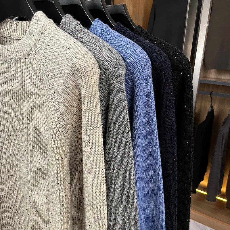 Men's Designer Sweater Round Neck Long Sleeve Knitted Pullover Solid Color Autumn Winter Fashion Casual Versatile Men's Clothing