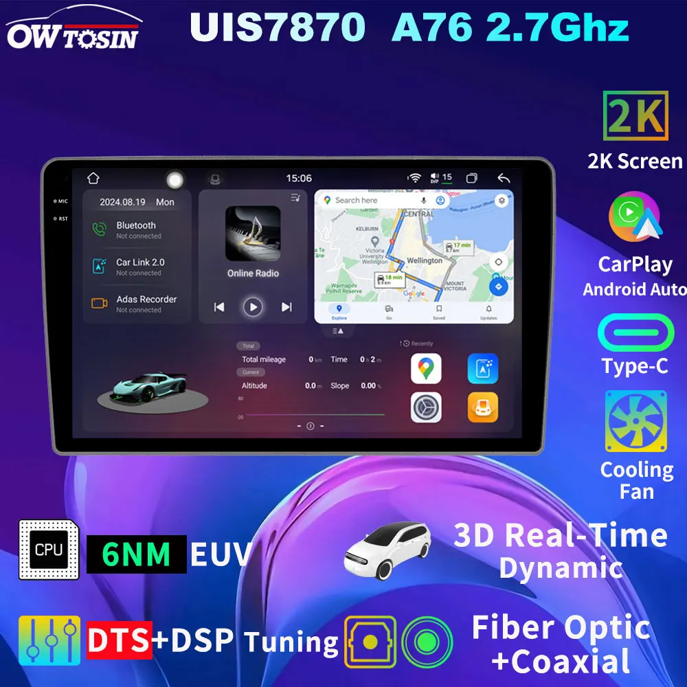 Owtosin QLED 2K Screen UIS7870 A76 12G+256G Android 13 Car Multimedia GPS Radio Player For Opel Zafira B 2005-2014 CarPlay Video