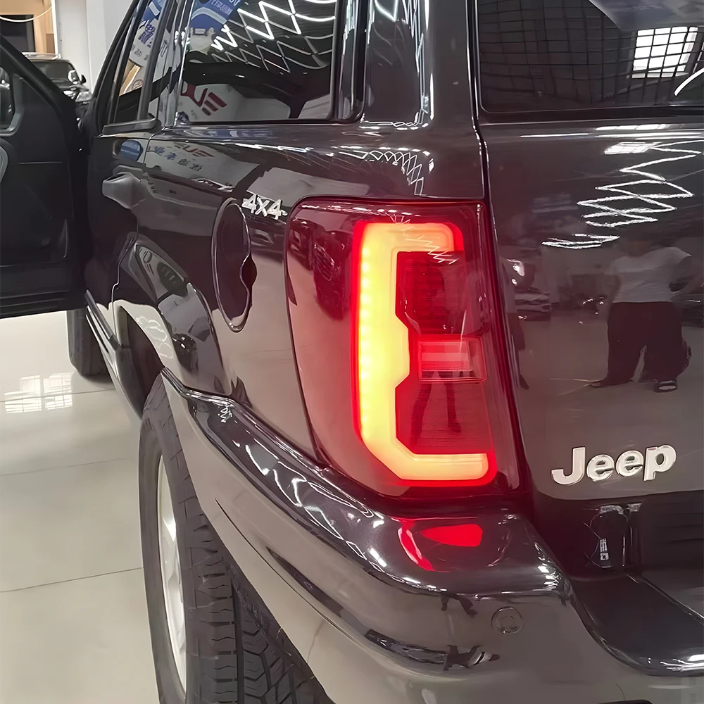Zestaw lamp tylnych do Jeep Grand Cherokee 1999-2004, ulepszone światła tylne, podświetlenie, migające światła kierunkowskazów, Plug and Play, akcesoria narzędziowe.