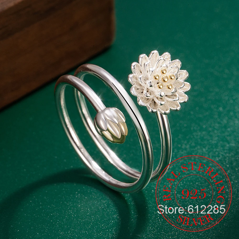 

925 Sterling Silver Jewelry Simple Daisy Flowers Open Finger Rings for Women Wedding Party Jewelry For Girls Friend Gift