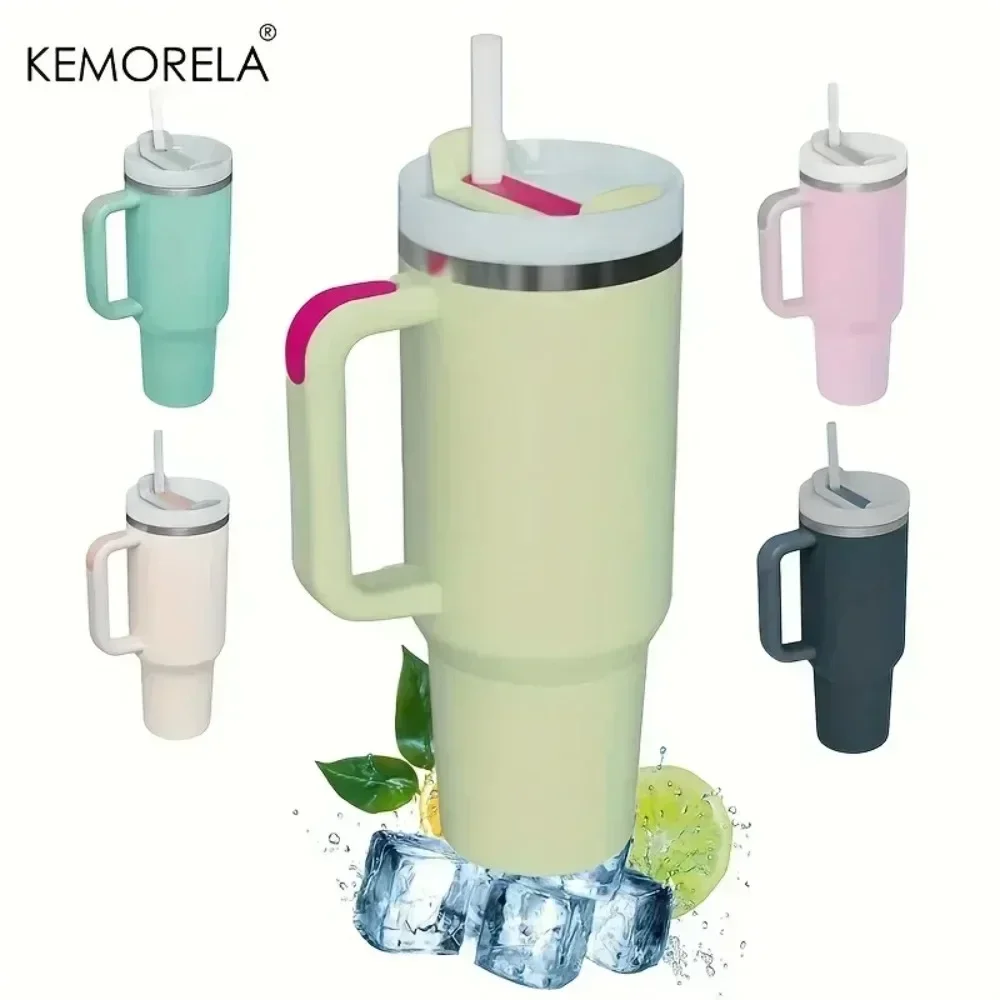 

40oz 304 Stainless Steel Insulated Car Cup Cold Hot Water Bottle Thermal Coffee Mugs Vacuum Flask With Handle Straw For Sport