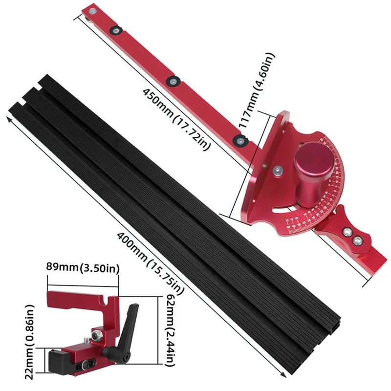 Règle de Poussée de Travail de Calcul, Kit de Support de Poignée de Poussée, Type de Changement de Vitesse, Semi-Circulaire, Carré, Scie à Table, Ensemble de Fraisage en Bakélite