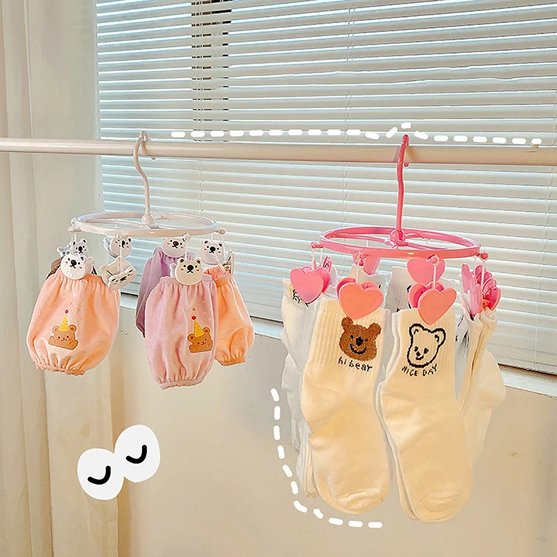 Cute Pink Student Dormitory With Strawberry, Heart-shaped Mini Plastic Clothes Hanger, Sock Clip And Underwear Clip