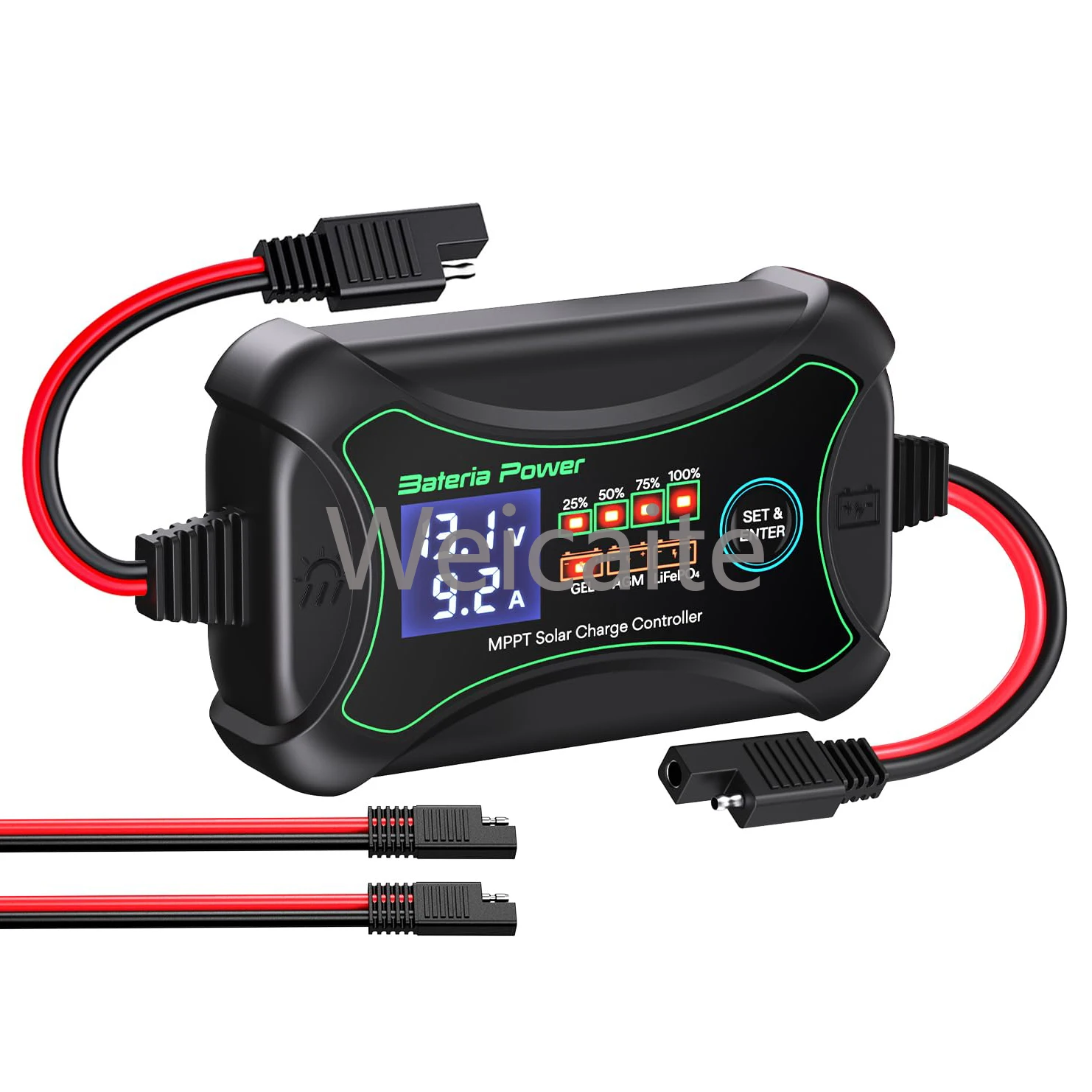 10a 12v mppt controlador de carga solar bateria regulador de painel solar portátil para gel agm chumbo-ácido bateria de lítio lifepo4
