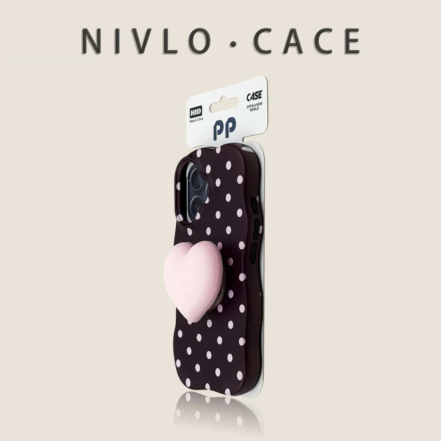Etui do iPhone 18 Pro Max, niebieska podstawa, czerwone kropki, 2‑w‑1, falowane krawędzie, podstawka w kształcie serca, personalizowane etui z motywem serca, pasuje do iPhone 17 16 15 14 — zdjęcie produktu 5