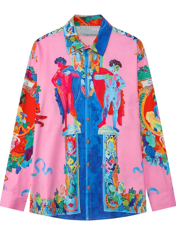 

Мужская повседневная длинная све с цифровым принтом, удобная свободная посадка из полиэфирного волокна, модный европейский дизайн Sle No ket