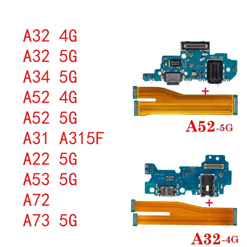 Fast Charger Main Charging Port Board For Samsung A52 A72 A73 A32 A34 A22 A53 A31 A315F Motherboard Connect USB Dock Flex Cable