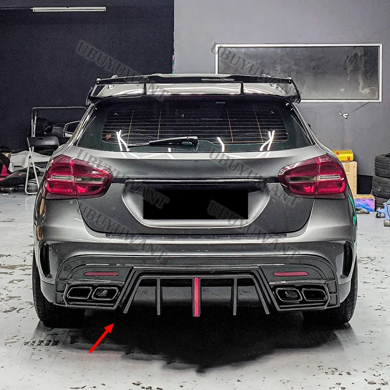 For Benz GLA Class X156 GLA260 GLA45 Carbon /Black Car Rear Diffuser Lip Spoiler Bumper Guardr Body Kits