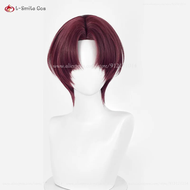 Anime Hayato Suo Cosplay Wig Dark Brown Red 30cm Short Wigs Heat Resistant Synthetic Hair Halloween Unisex Wig + Wig Cap