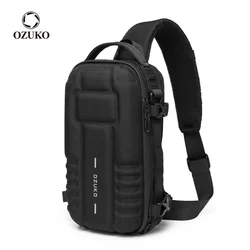 OZUKO Chest Bag Hard Shell  Men Sports Shoulder Bag Multifunctional Large Capacity Waterproof High Quality Outdoor Tactical Bag